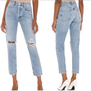 AGOLDE 100% Organic Cotton Jamie High Rise Jeans Distressed Button Fly Sz 29